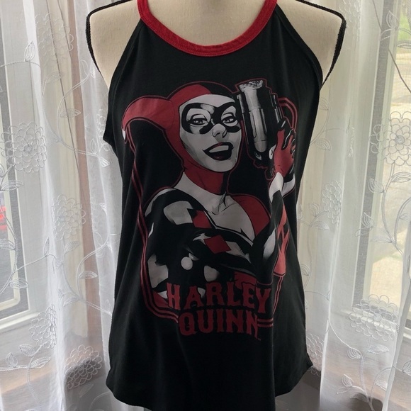 Harley Quinn Tank Top Red And Black  L - Picture 1 of 5
